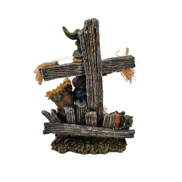 MSI Scarecrow Fall Figurine Pumpkin Sunflower Resin Straw Accents Vintage - Picture 6 of 10